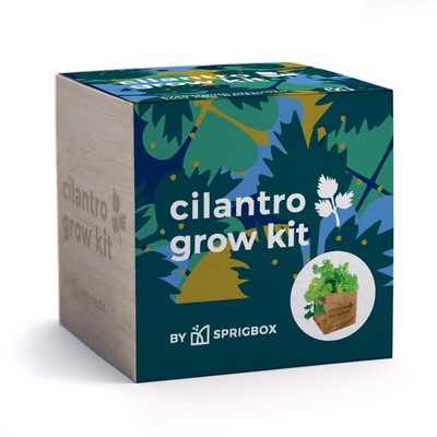 Cilantro Grow Kit | Solid Wood Planter Cube | Eco-Friendly