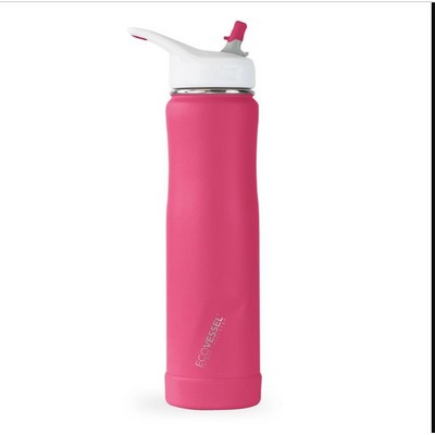 EcoVessel Summit 24 Oz Insulated Ss Straw Water Bottle - Wild Magenta