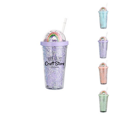 18.59oz Double Walled Rainbow Tumbler with Straw