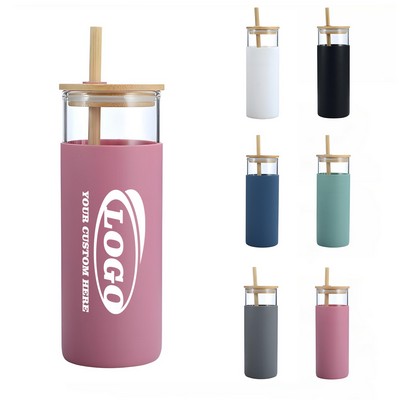 17 Oz Glass Tumbler with Lid and Straw