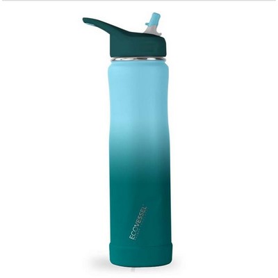 EcoVessel Summit 24 Oz Insulated Ss Straw Water Bottle - Forest Horizon