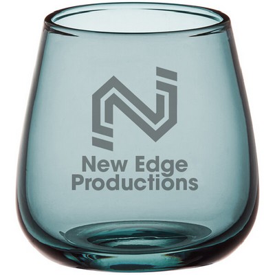 Laser Engraved Pangea 13 oz. Blue Stemless Wine Glass