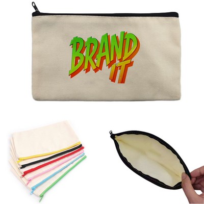 Zipper Cotton Canvas Cosmetic Bag Coin Purse