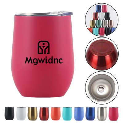12oz Vacuum Insulated Stainless Steel U-Shaped Tumbler Wine Cup with Eggshell Finish