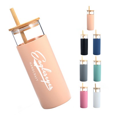 18oz. Glass Tumbler with Straw