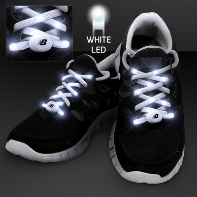 White LED Shoelaces for Night Fun Runs - PRINTED