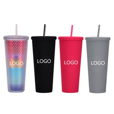 24oz Studded Insulated Tumbler with Straw