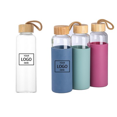 17 Oz. Glass Bottle w/Bamboo Lid & Silicone Sleeve