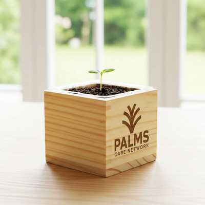 Wooden Cube Grow Kit Planter