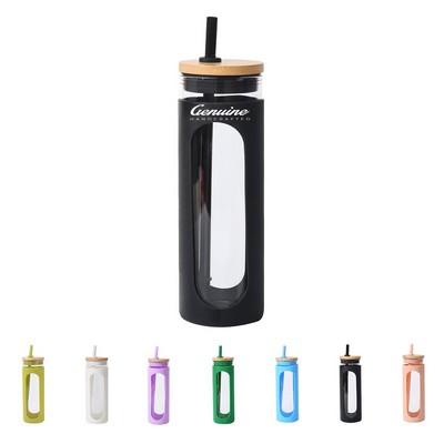 20oz Glass Tumbler with Bamboo Lid