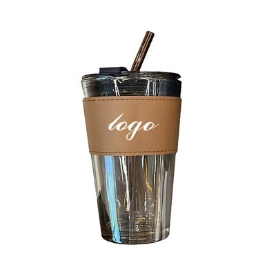 Bamboo Glass Tumbler With Straw