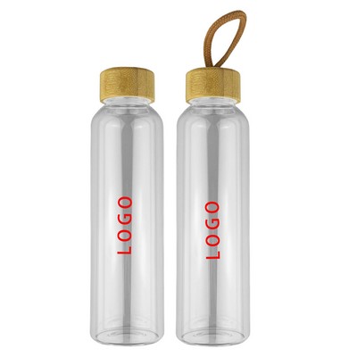Glass Water Bottle Bamboo Lid