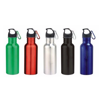22 Oz. Wide Mouth Stainless Steel Water Bottle w/Carabiner